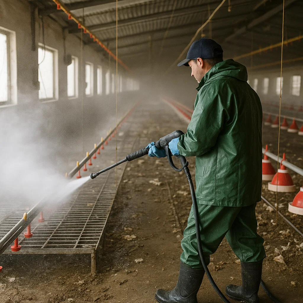 شستشوی تجهیزات سالن مرغداری