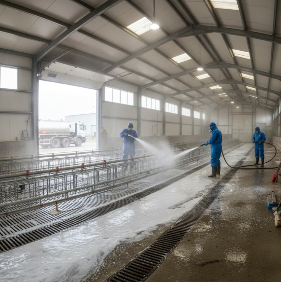 ضدعفونی‌کننده مرغداری تخم‌گذار با شوینده مرغداری