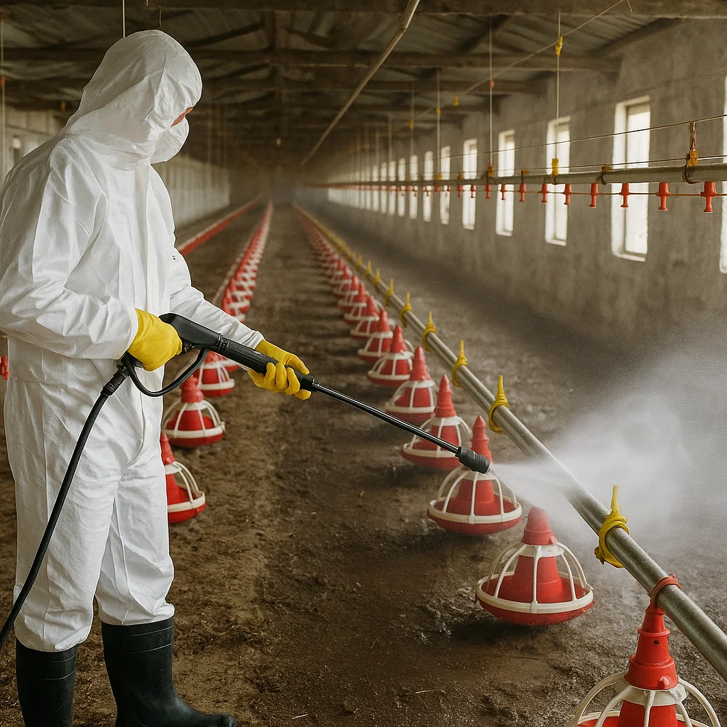 شستشو و ضدعفونی سالن مرغداری