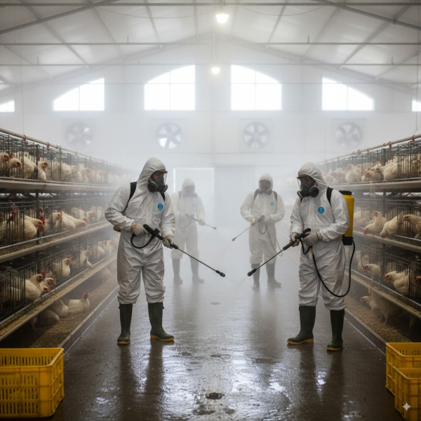 چک‌لیست بهداشت فارم مرغ تخم‌گذار با ضدعفونی‌کننده مرغداری تخم‌گذار