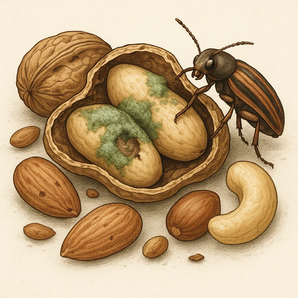 سم آفلاتوکسین خشکبار ایجاد شده توسط حشرات