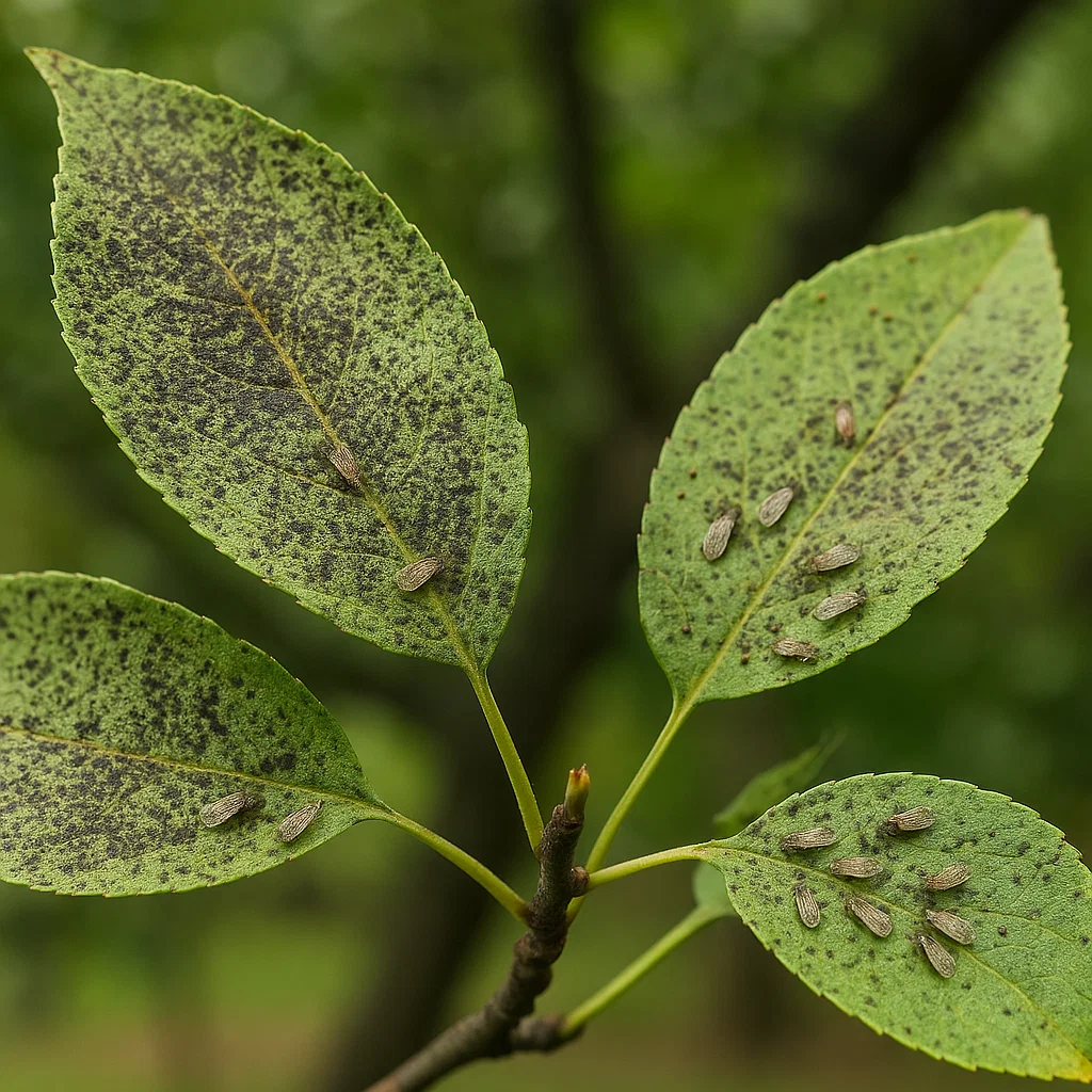 علائم آفت سنگ گلابی بر روی درختان