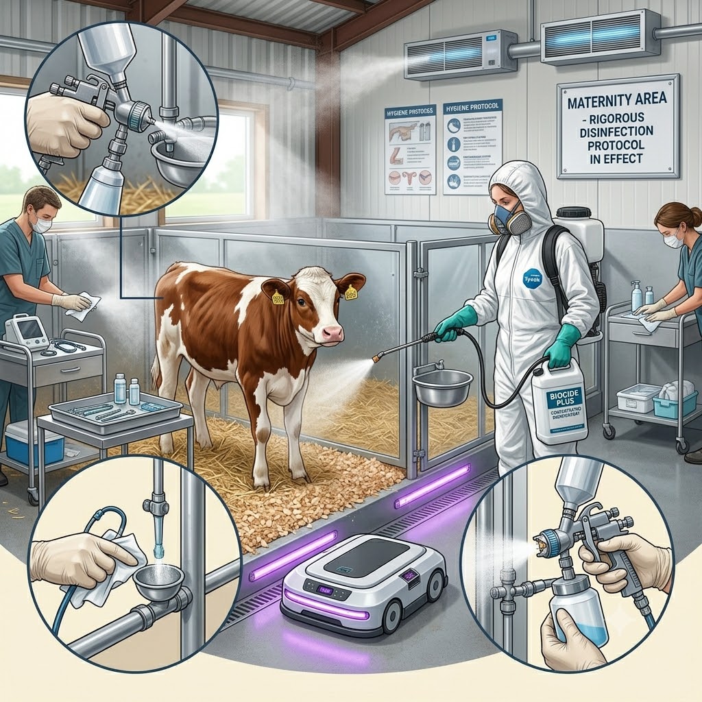 prevention of Metritis in calves by sanitizing