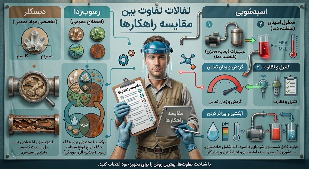 مقایسه انواع روش های رسوب زدایی
